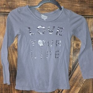 Old Navy Girls Gray Love Your Life Long Sleeve Tee Size 8